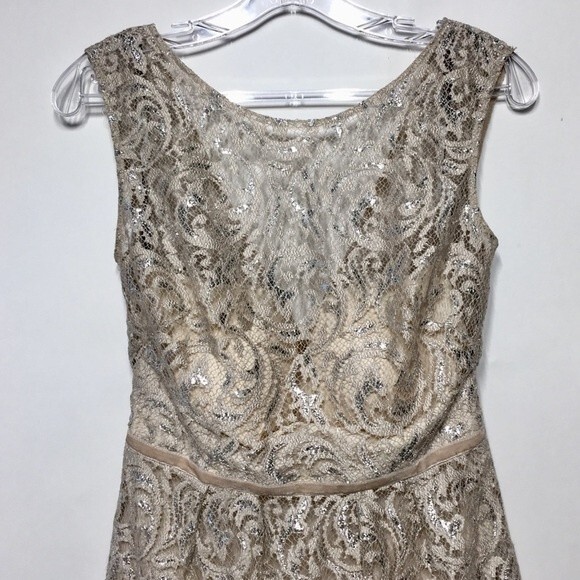 JENNY YOO  Harlow Metallic Lace Sheath Dress 4 - Picture 5 of 8